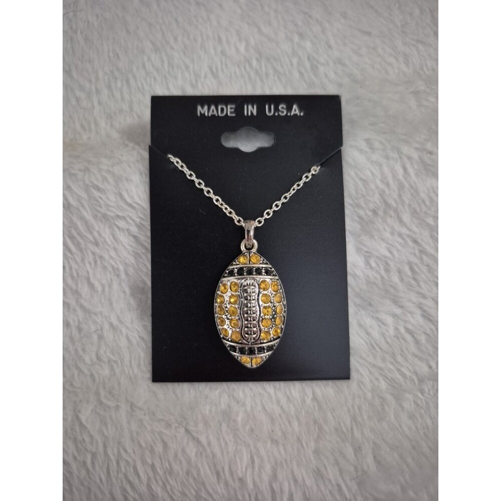 Black And Gold Football Necklace